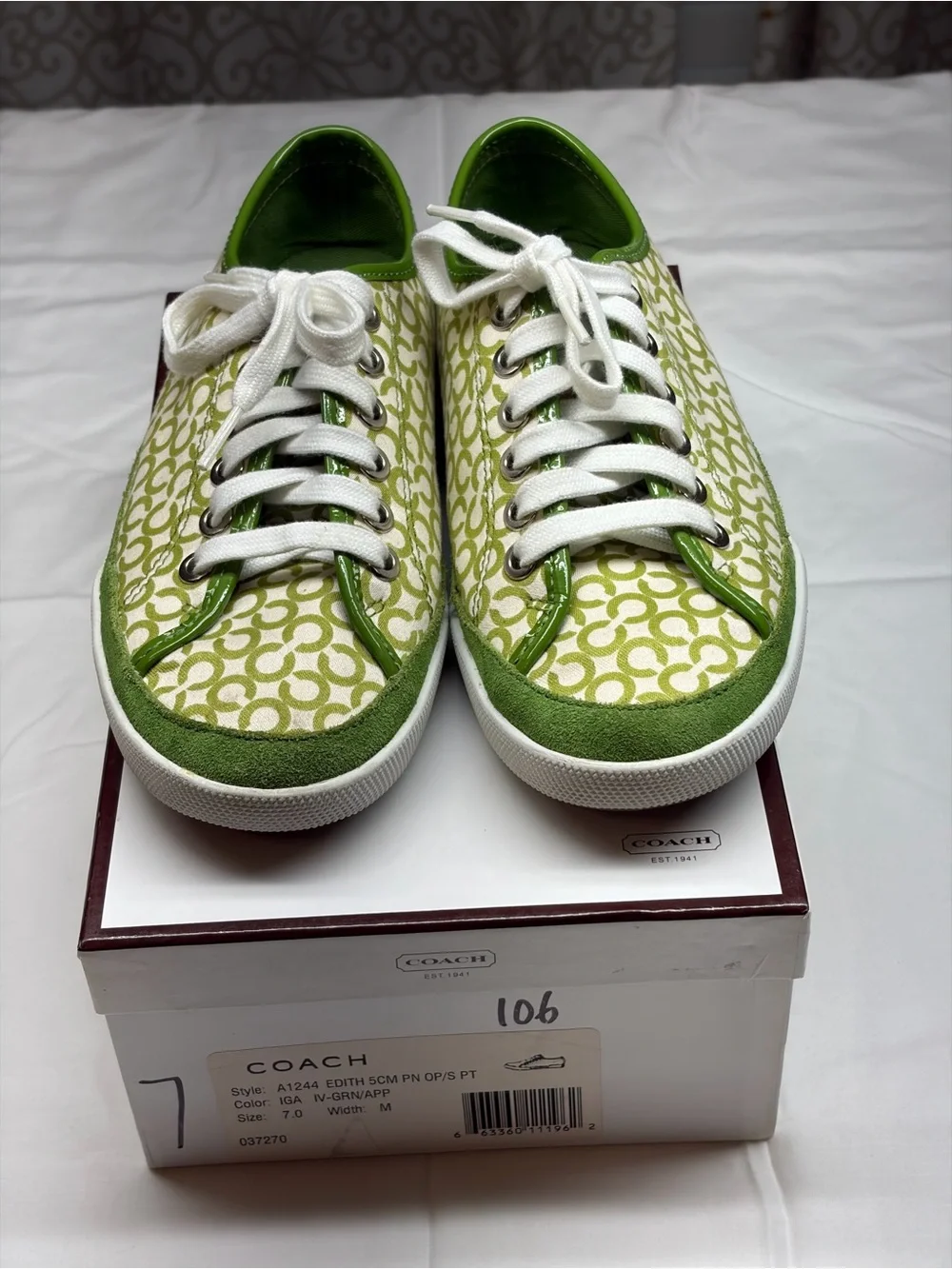 Coach Women's Green Signature Court Sneaker Size 7